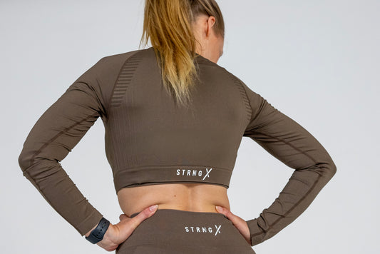 Power X Long Sleeve T-shirt-  Brown